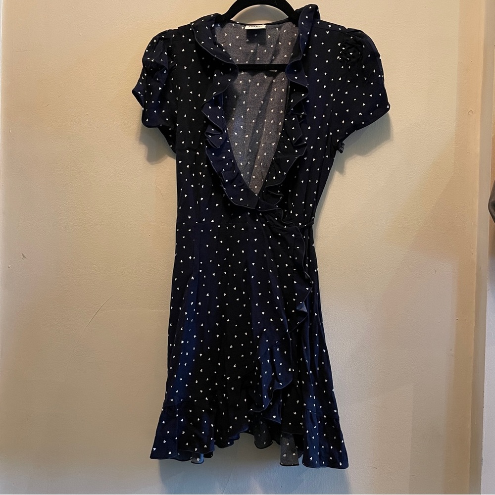 Aritzia Navy Polka Dot Mini Dress